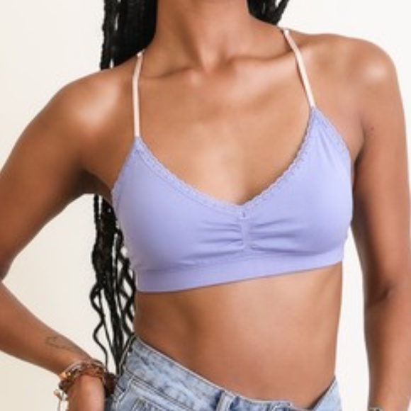 Floral Applique Racerback Padded Bralette - Picture 6 of 6